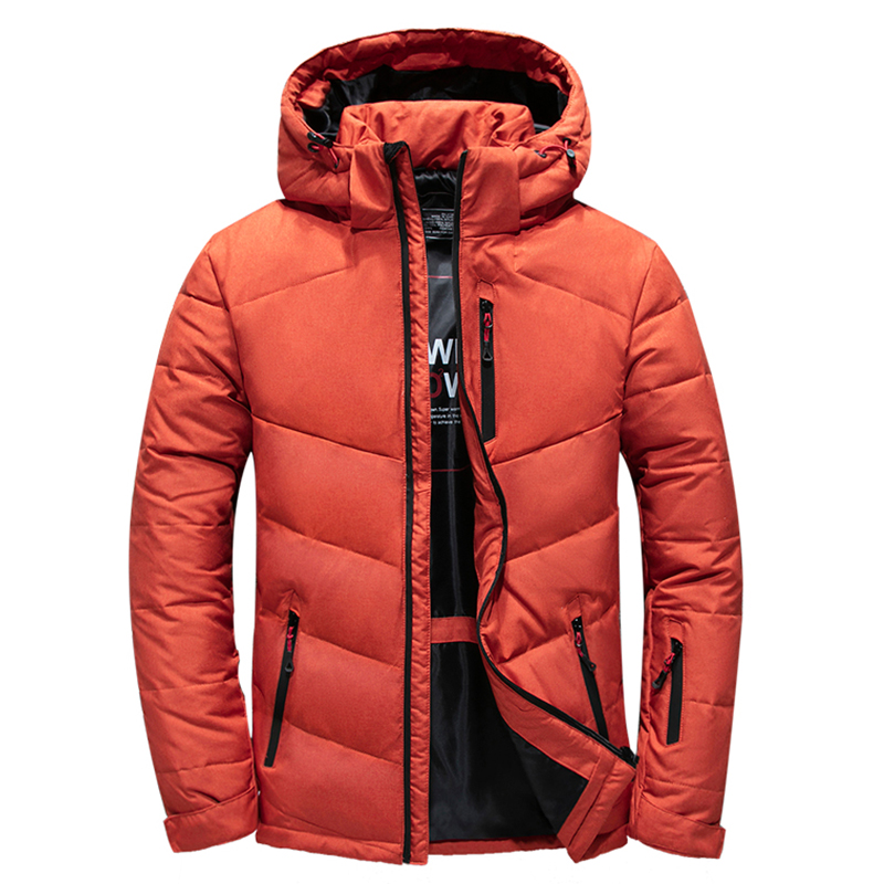 Inverno engrossado jaqueta masculina quente à prova de vento parkas viagem destacável chapéu casual leve esqui puffer jaqueta masculina