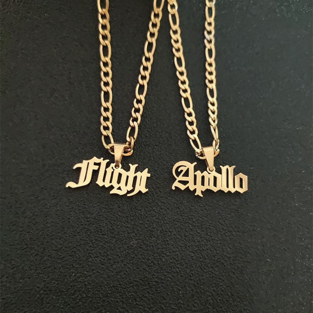 Collar con nombre personalizado, regalos para hombres y mujeres, cadena cubana de oro Unisex, cadena Figaro, collar apilado de moda
