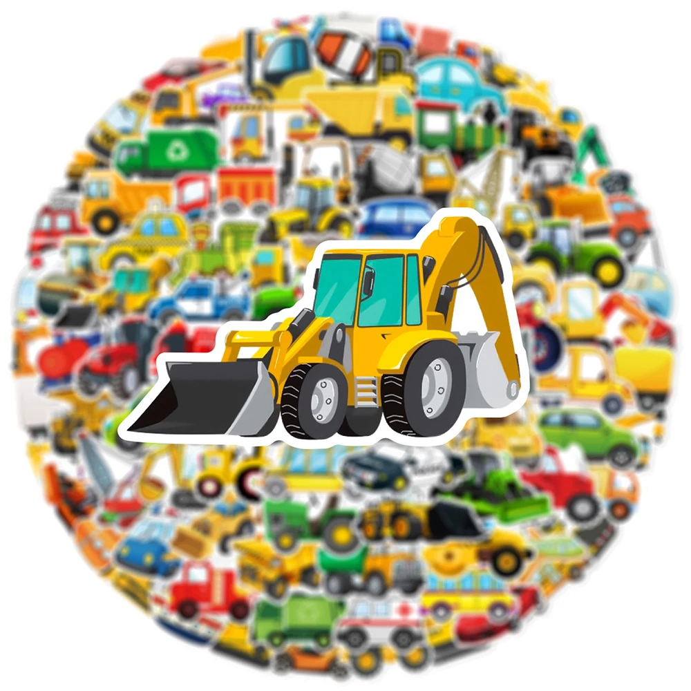 10/30/60/120PCS Cute Construction Truck Stickers for Kids Excavator Aeroplane Cartoon Decals Waterproof Graffiti Luggage Laptop