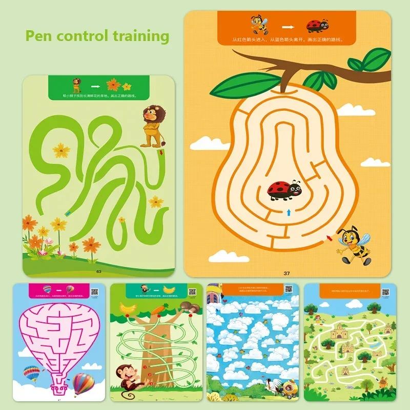 64 หน้า Tracing Workbook Reusable Practice Copybook ปากกาควบคุมการฝึกอบรม Magical Montessori การ์ดสําหรับเด็กหนังสือการศึกษา