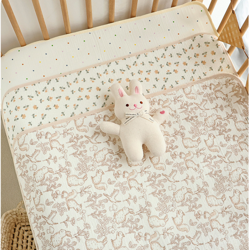 Tapis à langer en coton pour bébé, lavable, grande taille, housse imperméable, drap de lit pour enfants, articles de literie