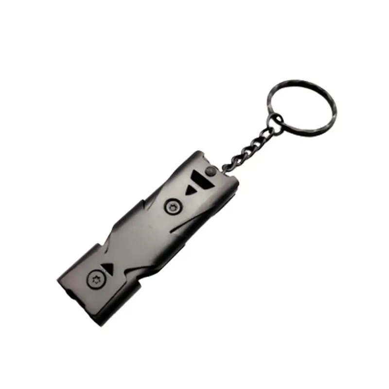 Porte-clés sifflet à Double tuyau à décibel élevé, outil d'urgence de survie, pendentif multifonction Portable pour Camping en plein air, 1 pièce
