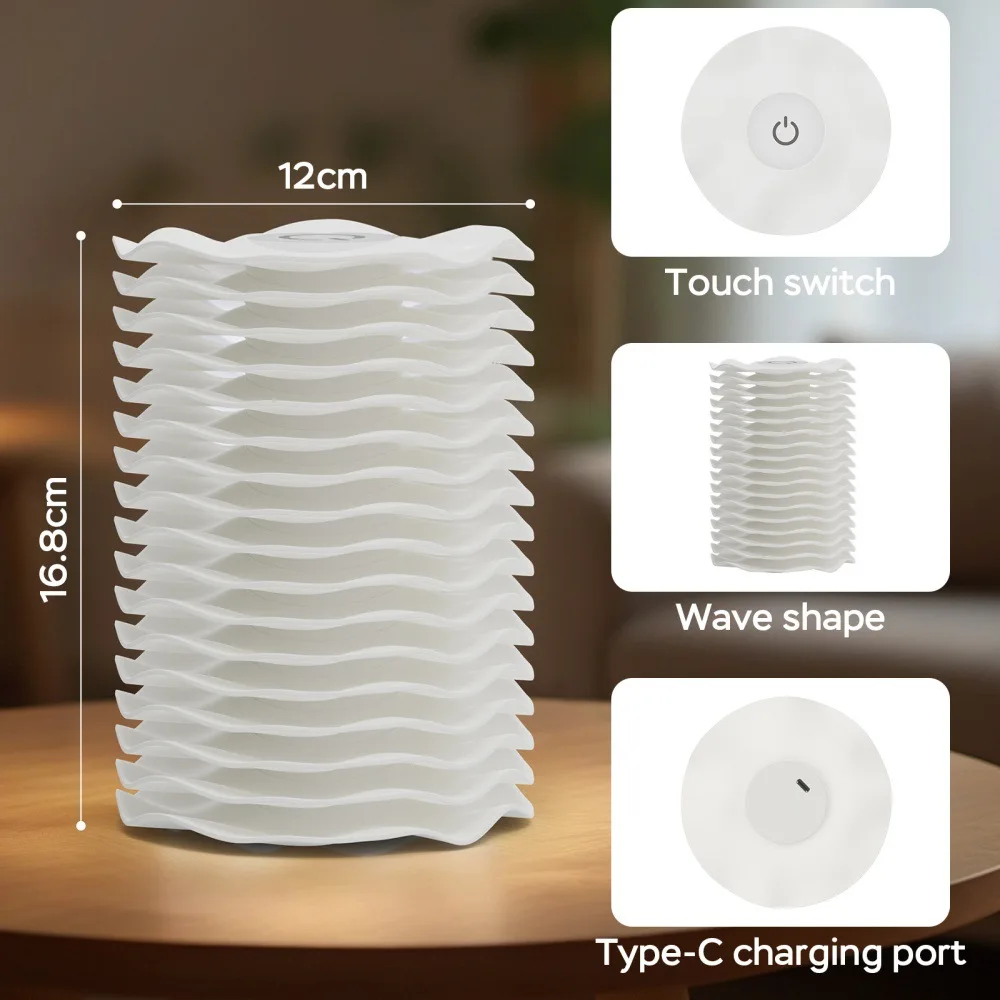 RGB Nachtlicht Wellenform Dekor Stimmung Tischleuchte Touch oder Fernbedienung Dimmen Schreibtischlampe für Schlafzimmer Wohnzimmer Weihnachtsgeschenk