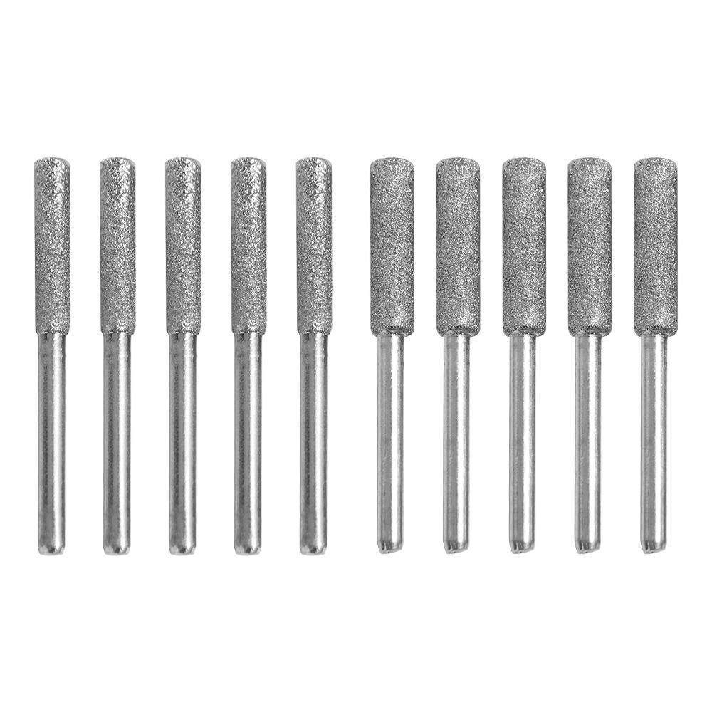5pcs 4/4.8/5.5mm Diamond Coated Chainsaw Sharpener Stone Cylindrical Burr Abrasive Chainsaw File Polishing Gold Saw Sharpening