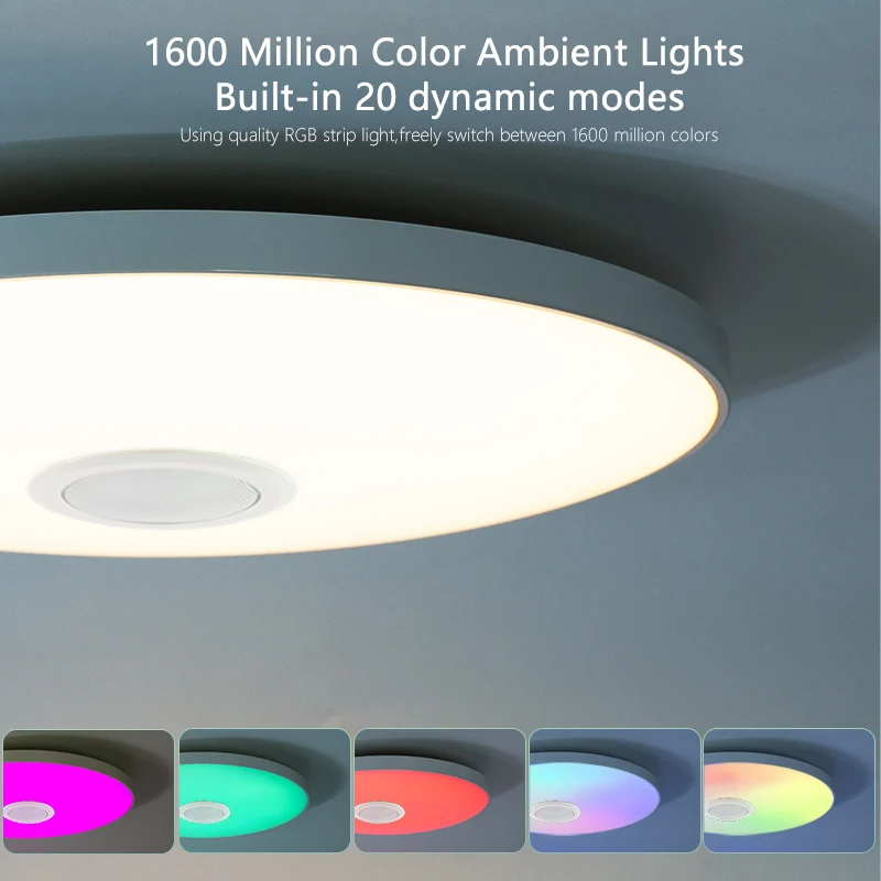 LED Light RGB Smart Ceiling Light with Speaker 30W 36W Audio Music Play TUYA APP Bluetooth WIFI Home Decor Bedroom Living Room