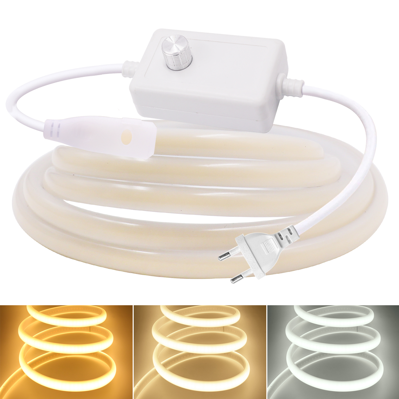 230v regulável led neon luz cob tira 220v 240v ip65 à prova dip65 água fita de diodo corda ra90 iluminação linear frio/natural/branco quente