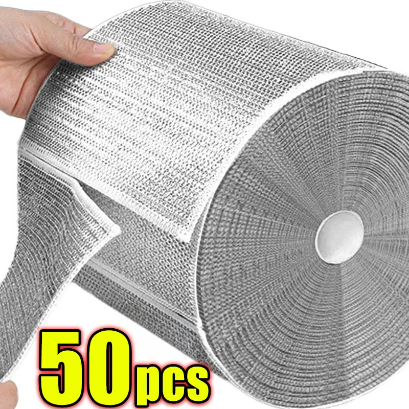 Venta al por mayor de trapos de alambre de acero metálico, tela para el hogar, cocina, olla, sartén, lavavajillas, paño de cocina de doble cara, paños de limpieza, toalla, trapo