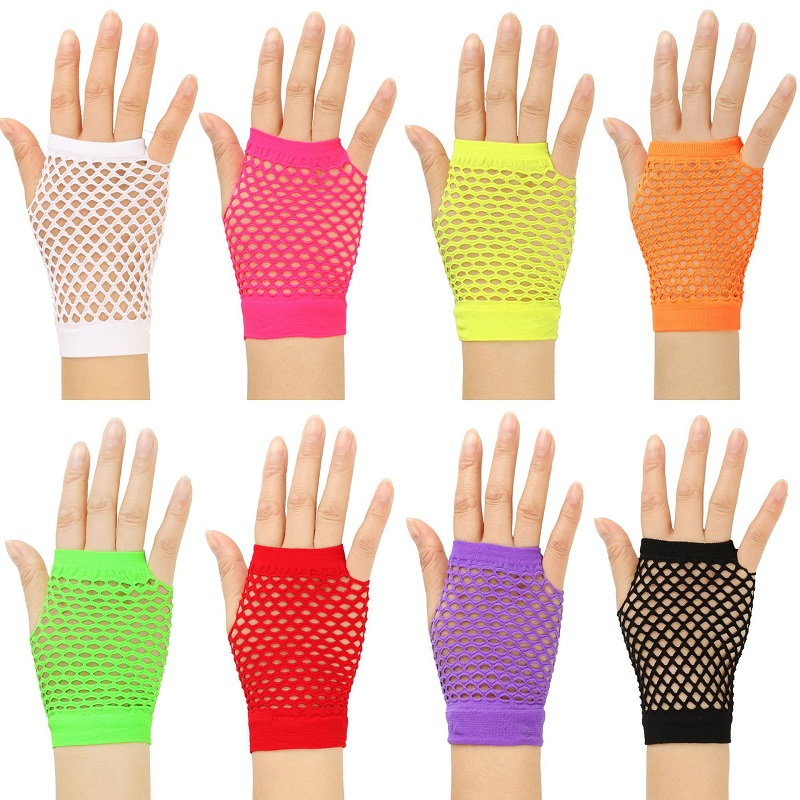 Nuevos guantes de rejilla rojo negro chica pura malla mitones guantes mujer adulta disfraz Rock Fancy Night Club fiesta Sexy guantes de moda