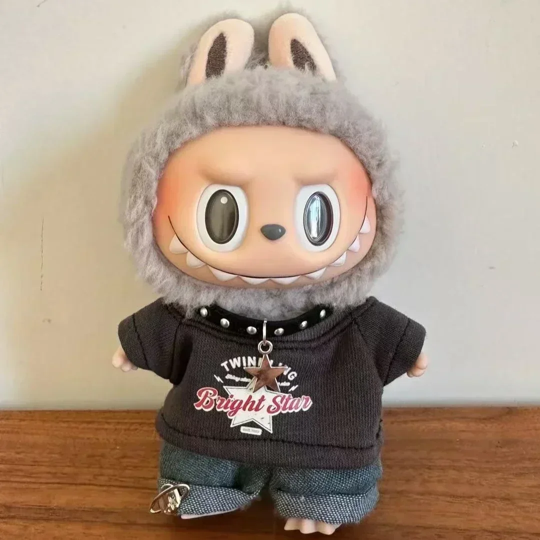 Labubu Clothes Doll American Hip Hop, accesorios de ropa para muñecas V1 V2, diseñador de ropa Labubu, juguete para muñecas de 15/17cm