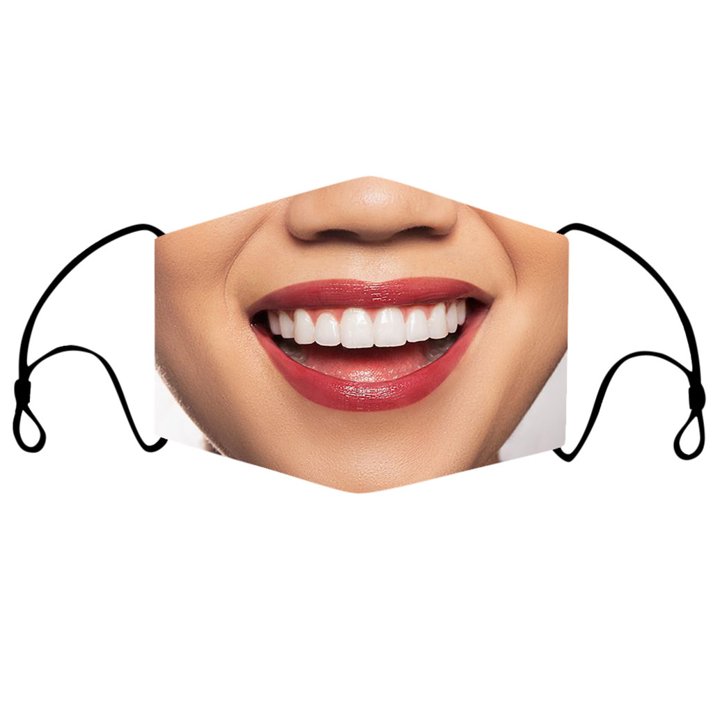 ผู้ใหญ่ผู้หญิงปากใหญ่หน้ากากตลกไม่มีกลิ่นและระคายเคืองฟรีสบายหน้ากากล้างทําความสะอาดได้ Breathable Smile Mask