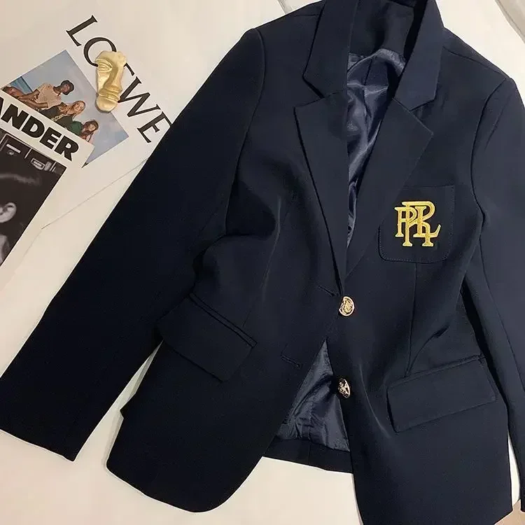 2025 printemps nouveau tempérament britannique déplacements femmes hauts bureau dame Blazer veste doublure lettre broderie avancé costume manteau