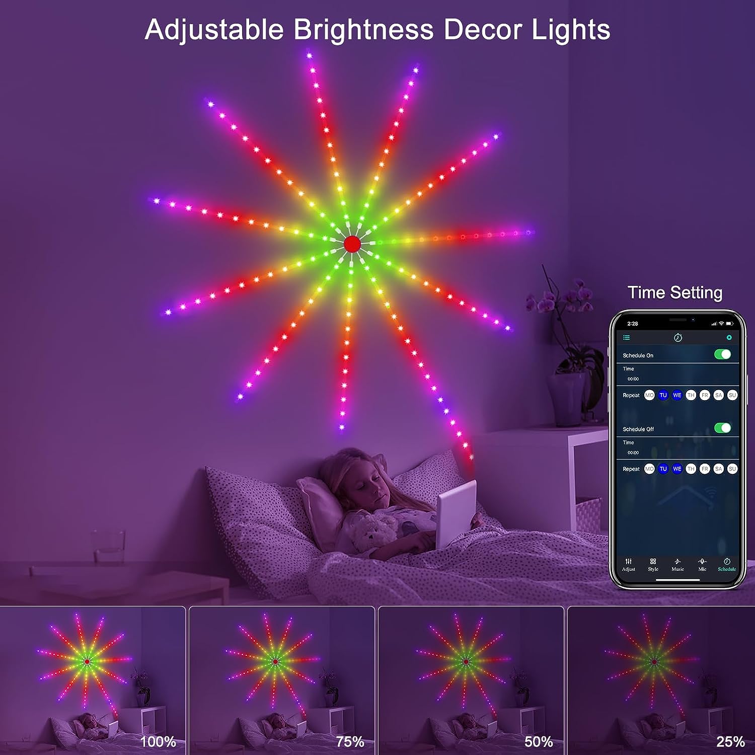 2025 Christmas Light Smart Fairy Firework Bluetooth Light Strip Festoon Home Wall Bedroom Computer Room Decor Holiday Party Lamp