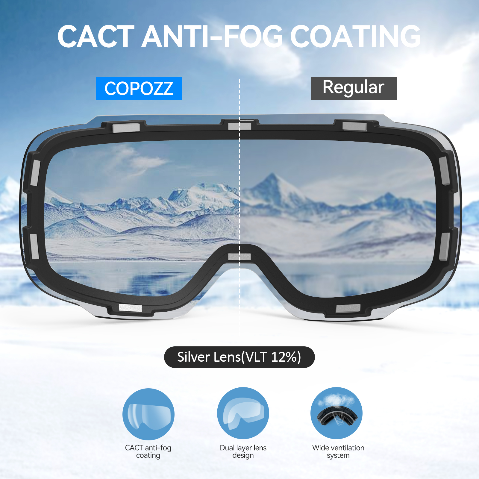 COPOZZ แม่เหล็กแว่นตาสกีผู้ชายผู้หญิง UV400 ป้องกัน Anti-FOG หน้ากากสกีกีฬากลางแจ้งสโนว์บอร์ดเล่นสกีแว่นตาผู้ใหญ่