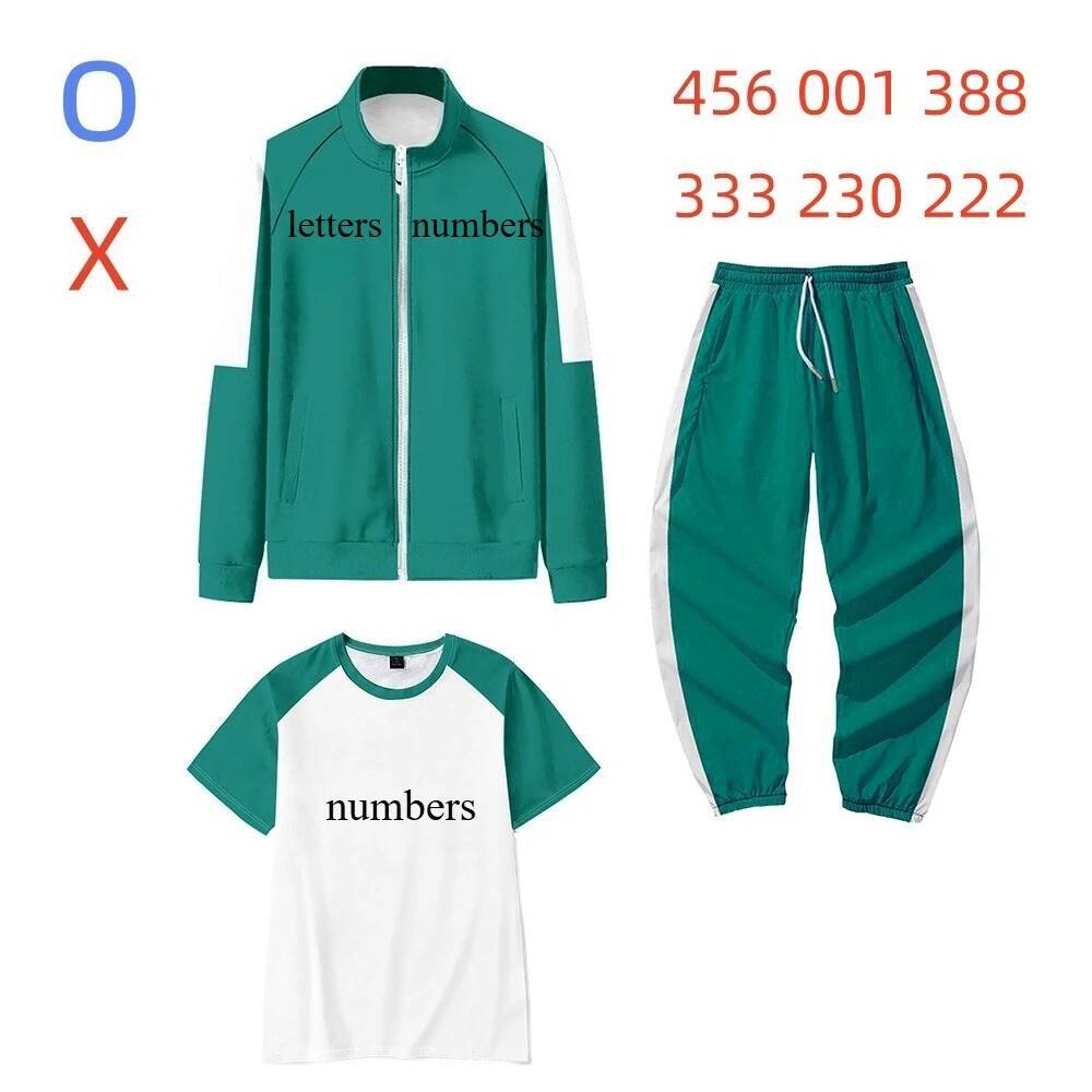 Calamari juego Cosplay disfraz verde chándal trajes chaqueta camiseta pantalones 001 456 230 adolescentes sudadera traje para niños adultos