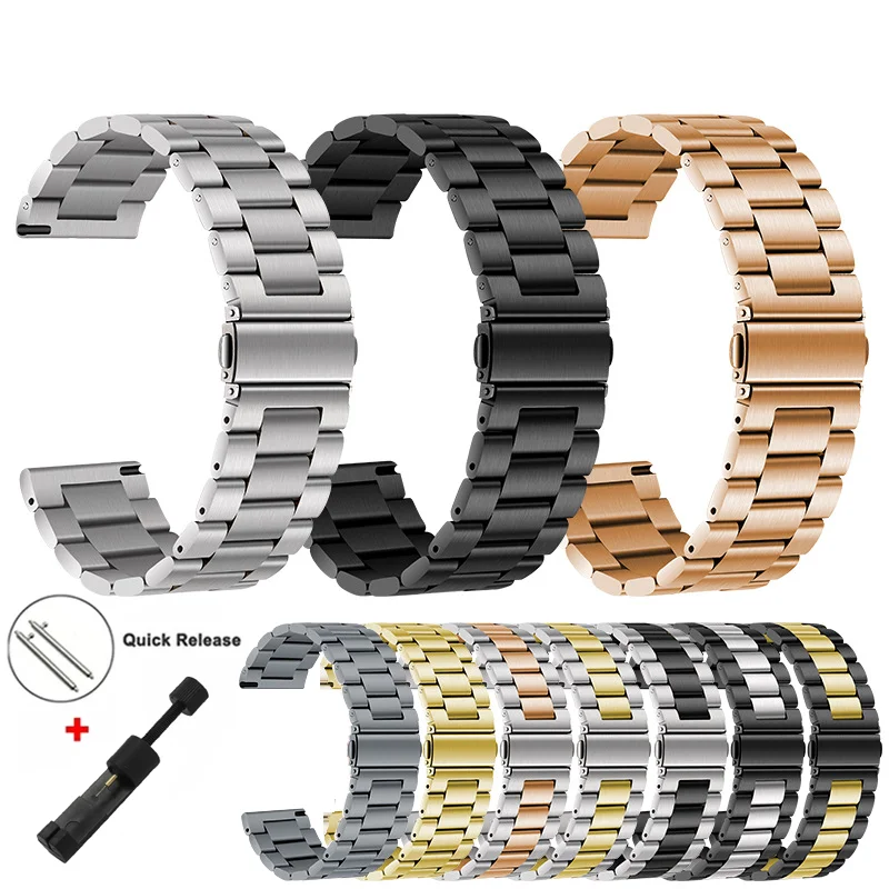 Pasek 22 mm 20 mm do Samsung Galaxy Gear S3 Watchband 6 5 4 6Classic Active2 Bransoleta ze stali nierdzewnej do Huawei GT3 4Pro Amazfit