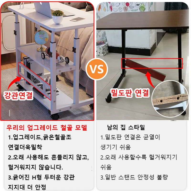 높이 조절 가능한 C자형 엔드 테이블, 모바일 노트북 사이드 테이블 휠, 거실용 2단 보관 선반이 있는 소파 소파 테이블