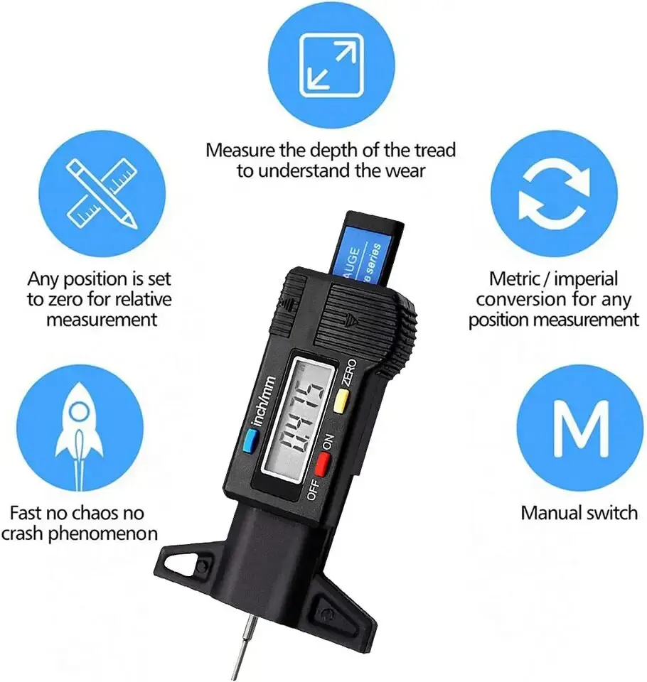 1PC Digitale Tiefenmesser Messschieber Profiltiefenmesser LCD Reifen Profil Gauge Für Auto Reifen 0-25mm Messgerät Werkzeug Messschieber Reparatur Werkzeuge
