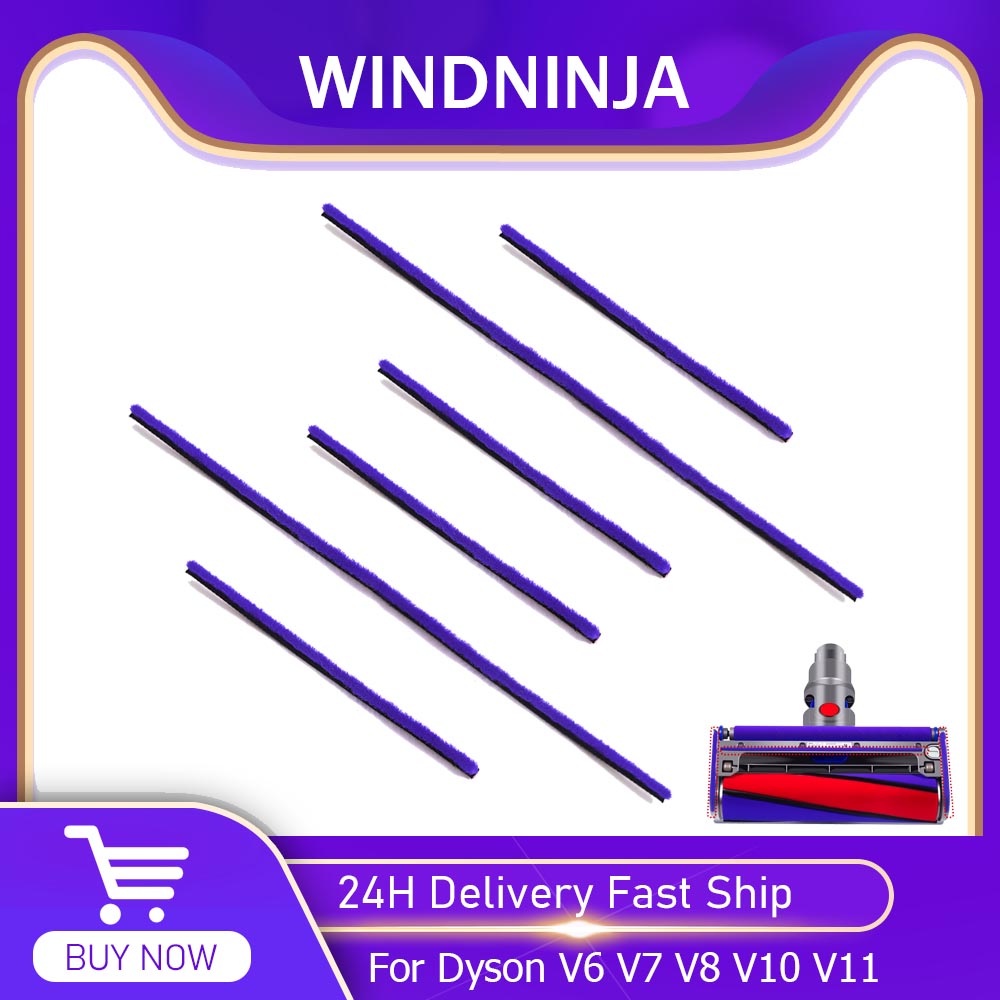 6pcs Soft Plush Strips for Dyson V6 V7 V8 V10 V11 Vacuum Cleaner Soft Roller Head Replacement Accessories Wear Resistant Stripes