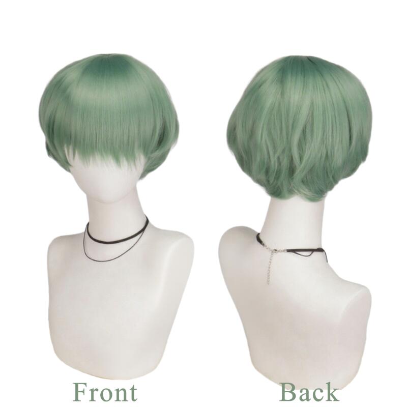 Anime k-pop demônio saja meninos bebê verde peruca cosplay com chapéu amarelo halloween dos desenhos animados caçadores resistente ao calor perucas sintéticas prop