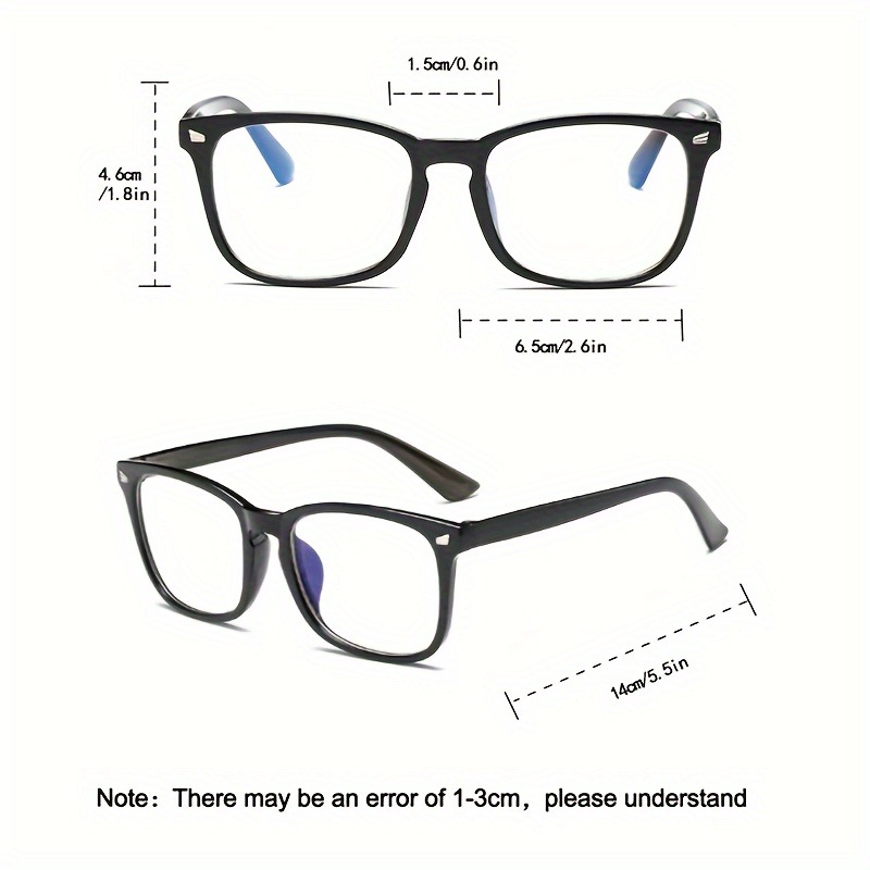 3pcs Lightweight PC Frames Minimalist Square Clear Lens Glasses - Blue Light Blocking, Full Frame, for Everyday & Casual Wear