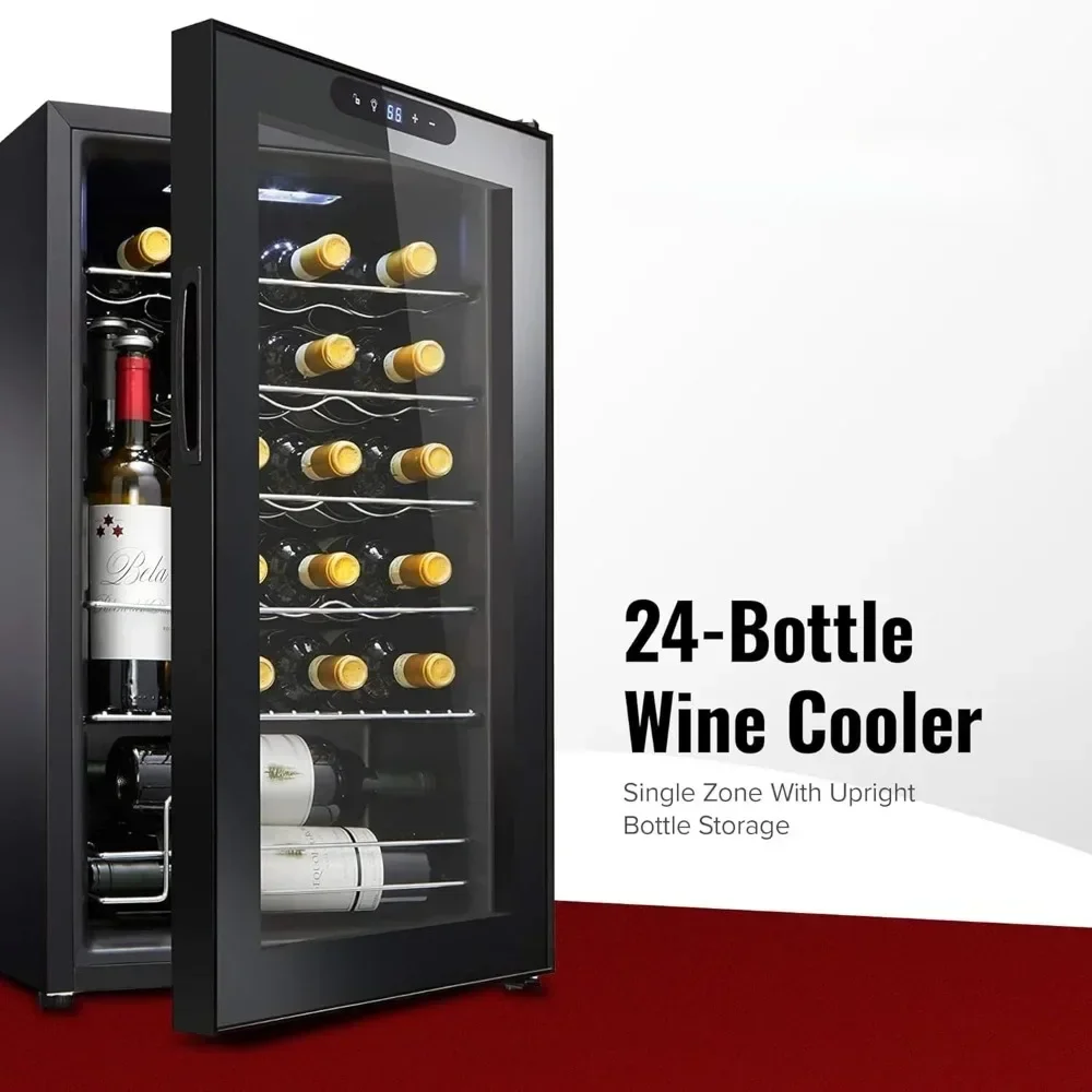 24-Bottle Compressor Wine Cooler with Upright Bottle Storage - Freestanding Wine Refrigerator with Digital Touchscreen