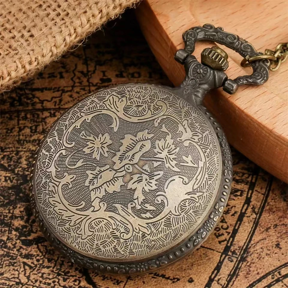 Colar com pingente de relógio de bolso de quartzo em liga de tema Co-Masonic de bronze com tema Co-Masonic/relógio de colar