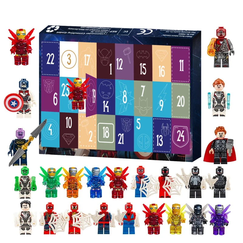 Disney Marvel Advent Calendar Box Figure Anime Action Figure Model Building Blocks Christmas Advent Calendar Countdown Kids Toys