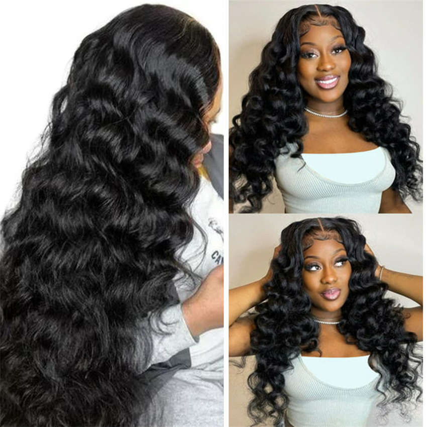 Senhorita Rola-Loose Deep Wave Lace Encerramento Frontal Perucas de Cabelo Humano, Pré Arrombado com o Cabelo do Bebê, Cabelo Remy Brasileiro