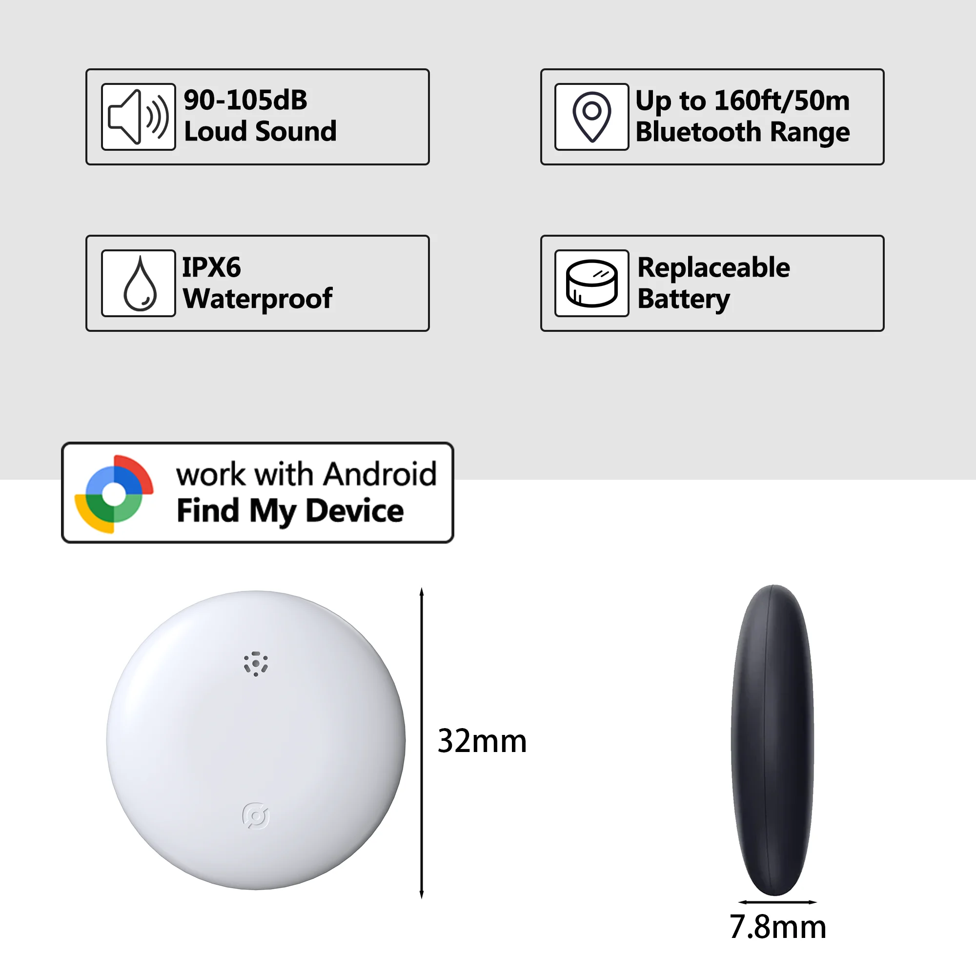 Мини-трекер для всего Android Key Finder, велосипедная сумка, потерянный трекер, умный Bluetooth-трекер для меток, работающий с приложением Google Find Hub