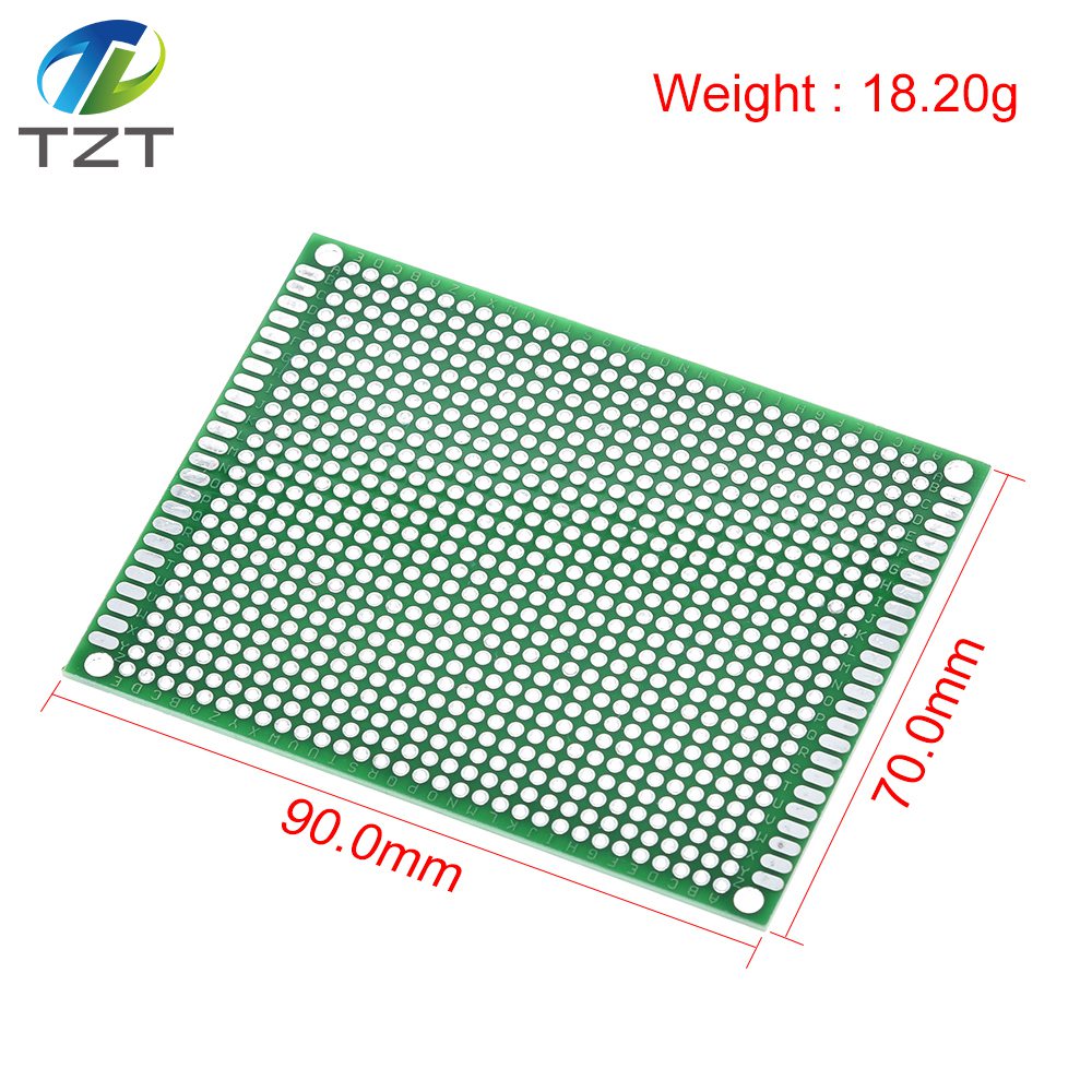 Placa protótipo tzt 7x9cm, painel de 7*9cm, revestimento duplo/desa, placa universal dupla face 2.54mm, placa verde