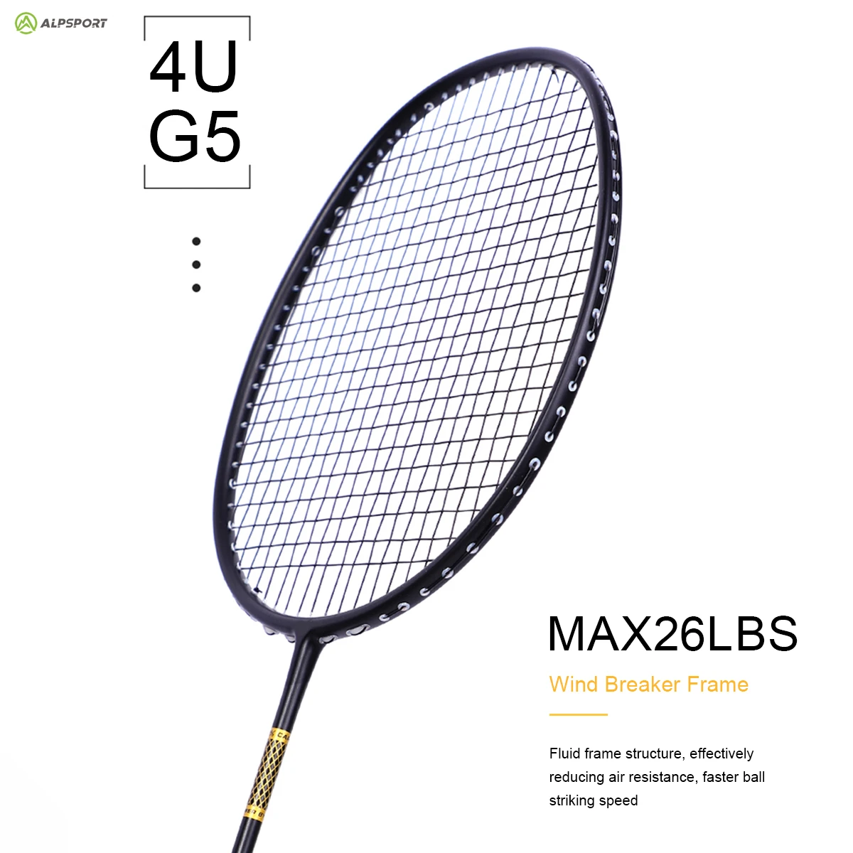 Alpsport ZJ2.0 プロ 5U 85g 100% のカーボン繊維 + チタニウムの合金のバドミントン ラケット Ultralight スポーツ用品ラケット バドミントン訓練