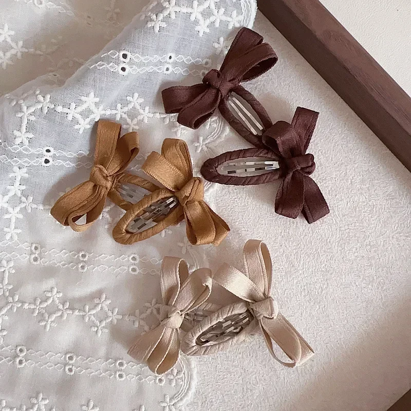 Grampos de cabelo para bebês, novo outono e inverno, série de cores de folhas, cinto de algodão, arco, clipes bb para crianças, franja, acessório de cabelo lateral
