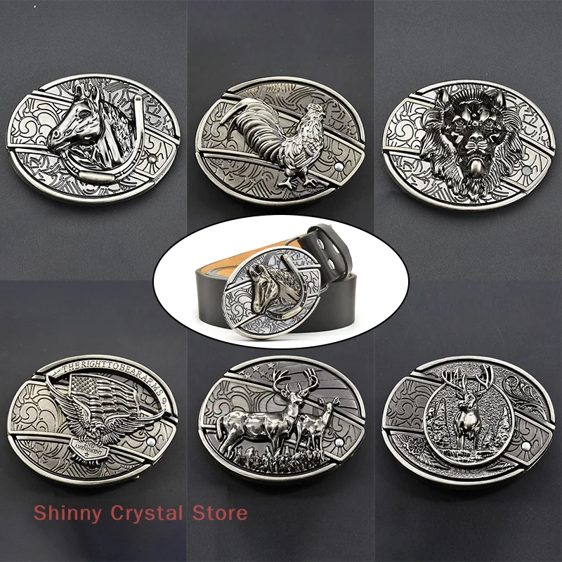 Vintage metalen gesp voor mannen Punk Western Cowboy tailleband Stijlvolle gegraveerde dierengesp Nieuwigheid gespen accessoires