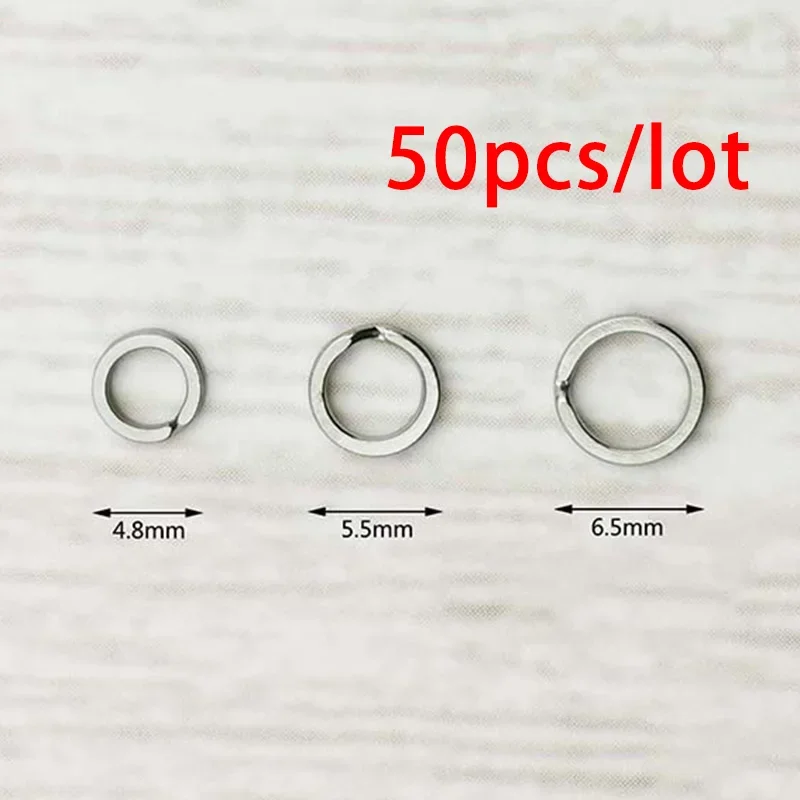 50 Cái/lốc Thép Không Gỉ Câu Cá Nhẫn Chia Clip Xoay Đôi Thay Đổi Nhanh Móc Nối Cá Chép Phụ Kiện Câu Cá Mồi Giả