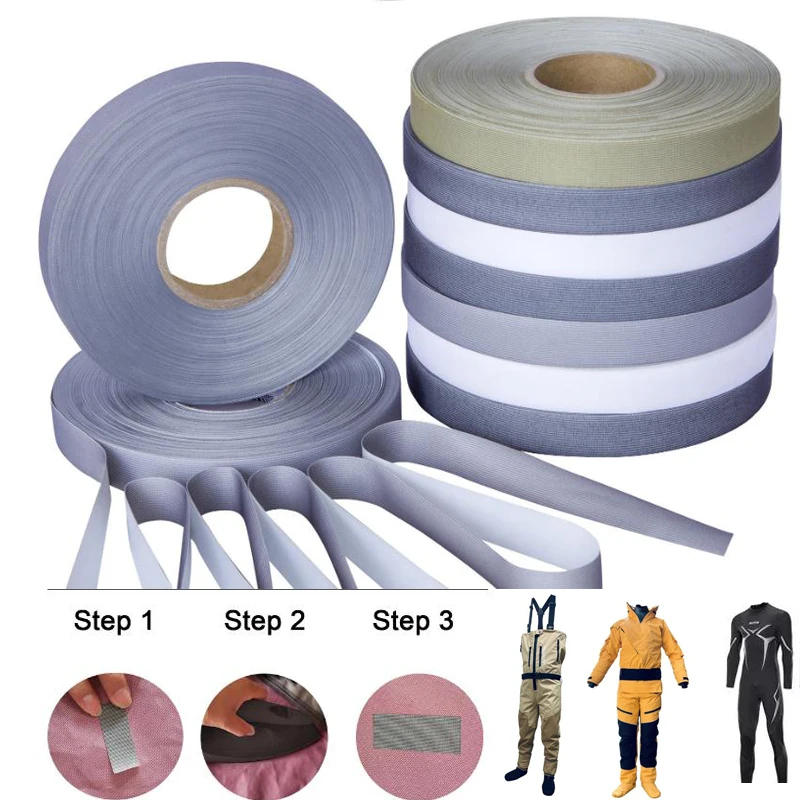 Cinta de sellado de costura de hierro de 164 pies T-2000X parche de reparación de traje de neopreno impermeable de 3 capas de fusión en caliente para ropa Wader chaqueta de lluvia pantalones
