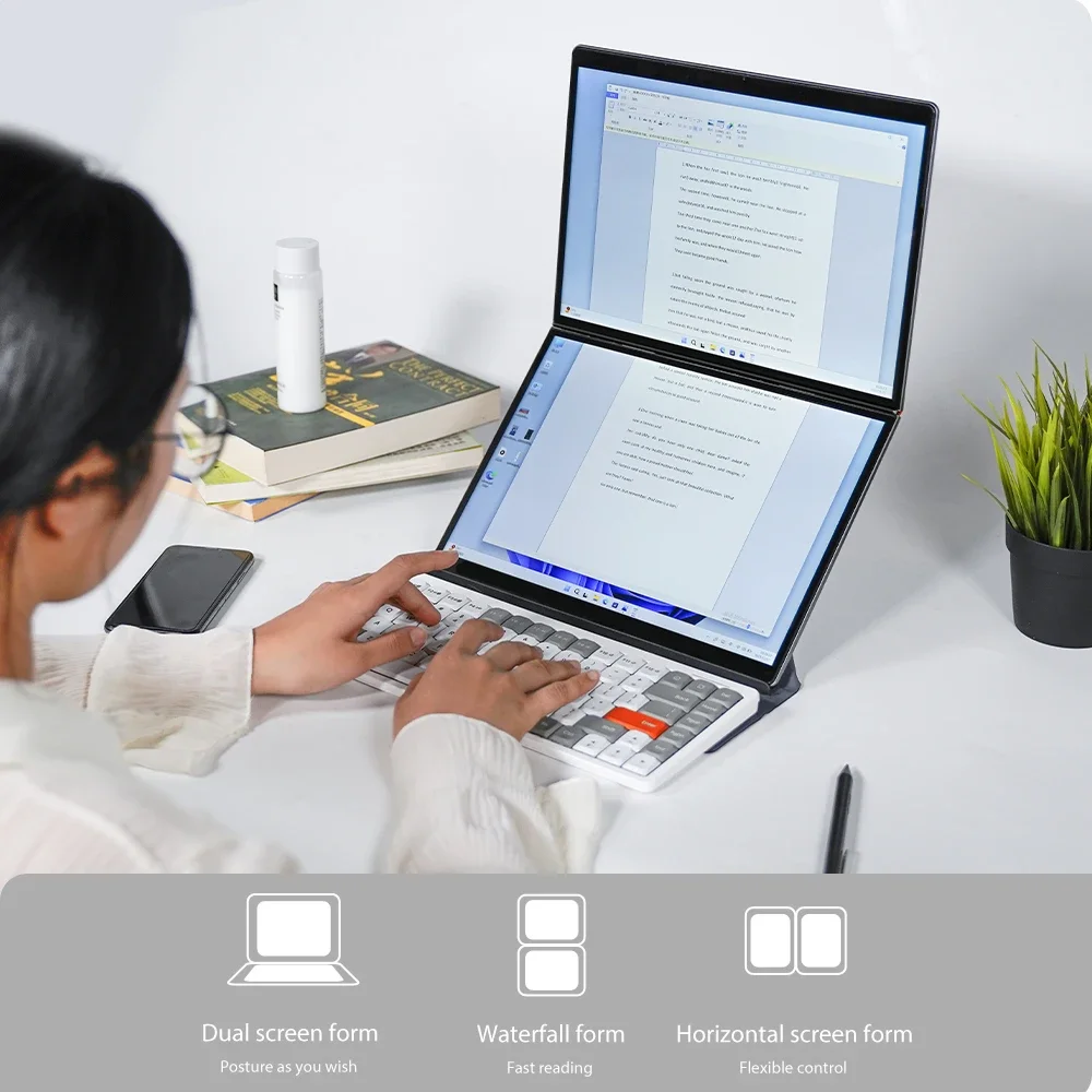 N-ONE nbook air laptop 13,5 zoll dual touchscreen computer intel n100 16g ddr5 512gb m.2 ssd windows 11 2 in 1 tablet büro pc