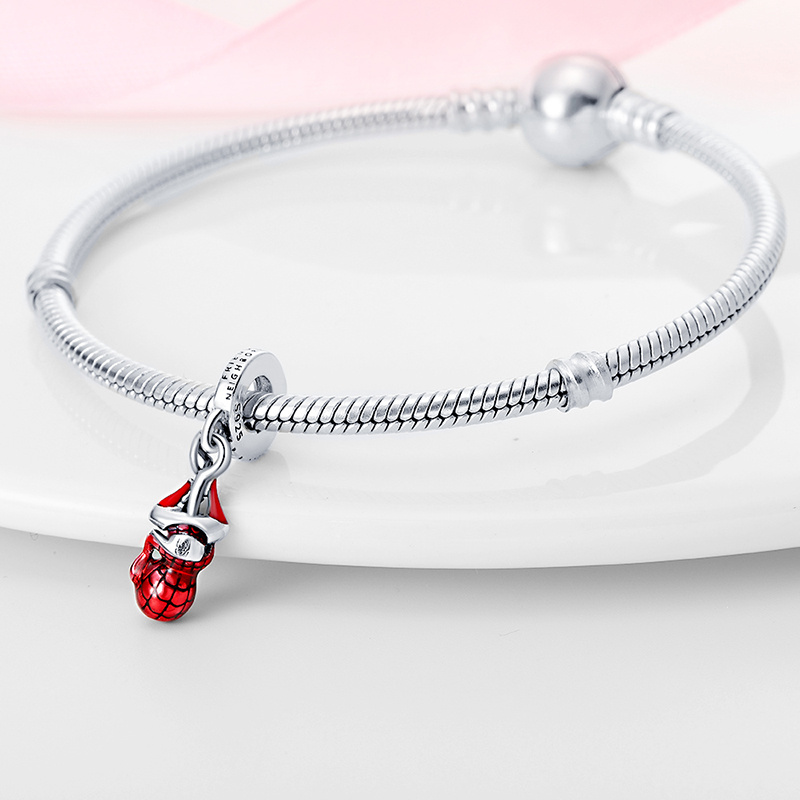 MINISO Marvel Series Hanging Spiderman Charm Beads Fit 3mm Original Bracelet Women 925 Silver Pendant Beads DIY Jewelry Gift