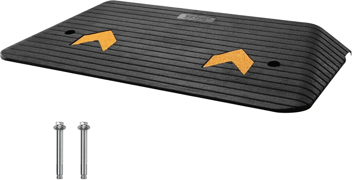 Upgraded Rubber Threshold Ramp, 3" Rise Door Ramp with 1 Channel, Natural Rubber Car Ramp with Non-Slip