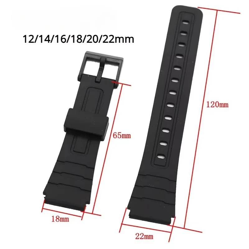 18 มม.20 มม.สายยางซิลิโคนสําหรับ Casio W800H W800H A158/168 AE1200/1300 สําหรับ SGW400 F91W F84 F105/108 สร้อยข้อมือ
