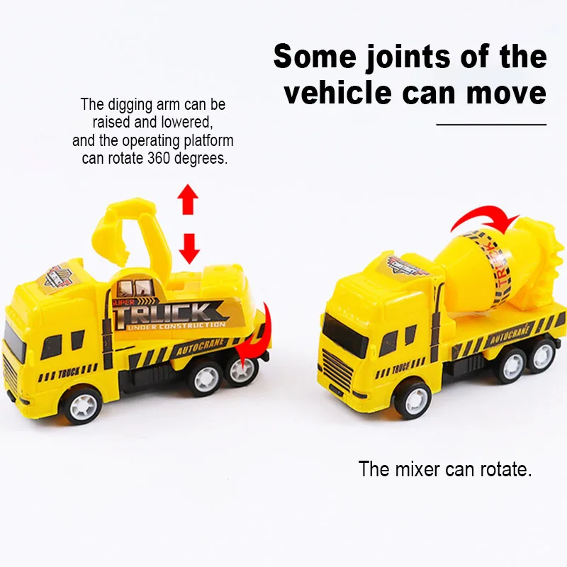 クリアランス-子供のためのエンジニアリングおもちゃの車,車のモデル,子供のためのギフト,継続的な活動のための完璧なギフト,4個