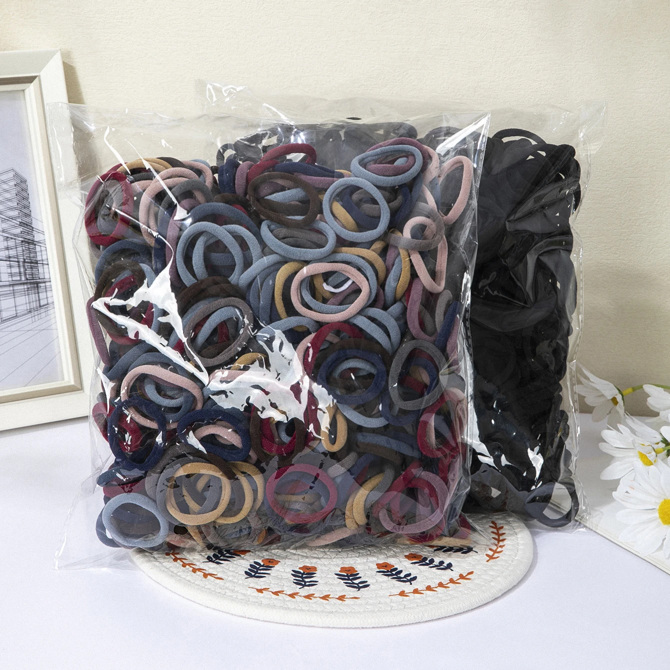 Fascia elastica per capelli da 50 pezzi - Fascia per capelli a coda di cavallo da donna spessa, comoda e resistente - accessorio per capelli in tinta unita