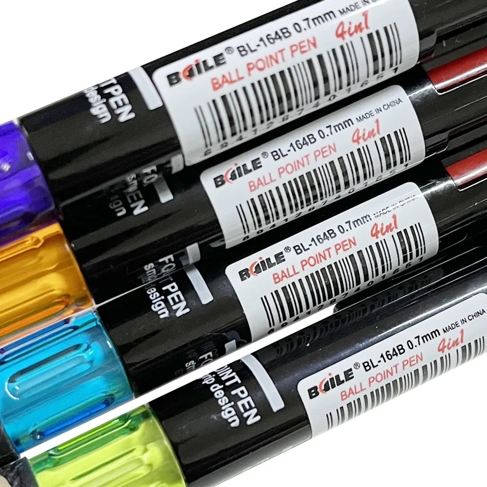 4 ชิ้น/เซ็ต Creative 4 in 1 หลายสีปากกาลูกลื่น 0.7 มม.สีดําสีฟ้าสีแดงสีเขียวปากกาสํานักงานโรงเรียนปากกาเครื่องหมายเครื่องเขียนน่ารัก