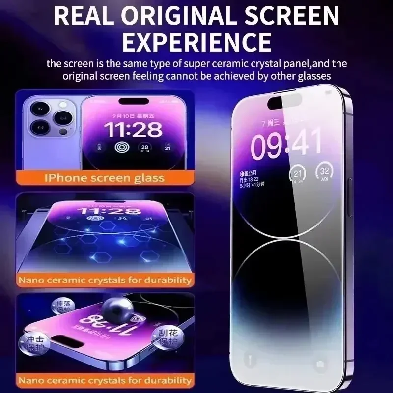 3Pcs Dust Free Installation Privacy Screen Protector For iPhone 16 15 14 13 12 11 Pro Max Mini XS X 17 15 16 Plus Anti-spy Glass