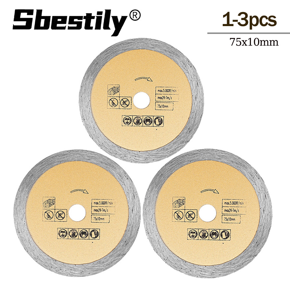 3 인치 다이아몬드 톱 블레이드 75mm 스톤 커팅 디스크 미니 이빨없는 대리석 세라믹 콘크리트 화강암 절단 1-3Pcs 휠 절단