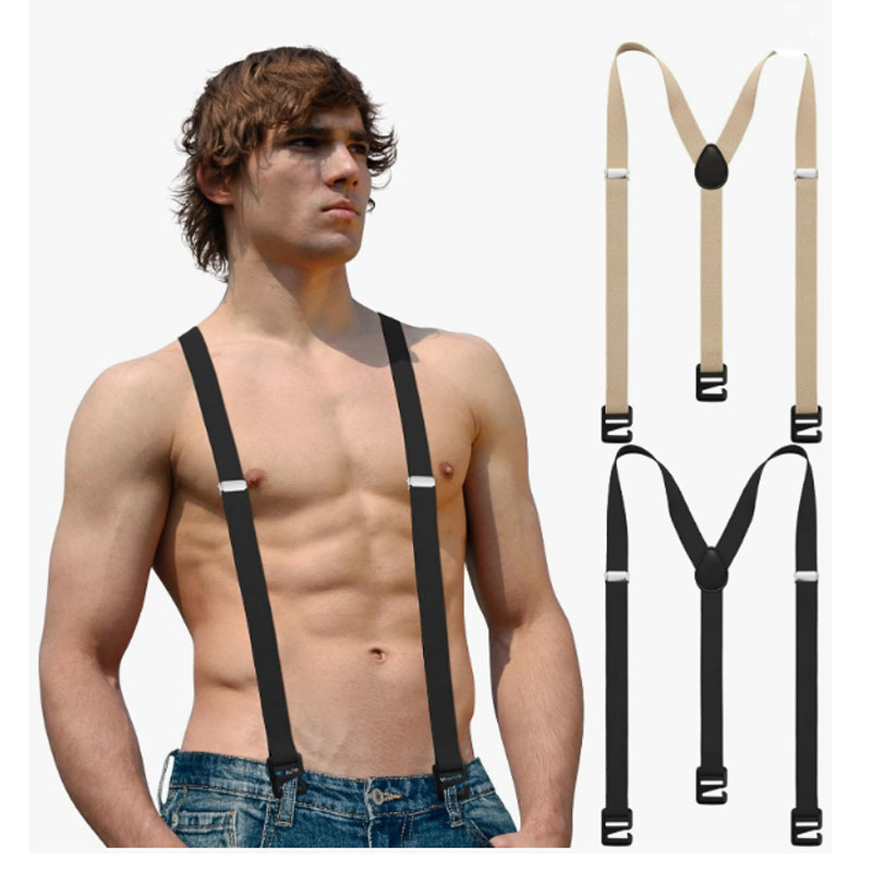 Solid Color Suspenders for Men Y-Back Hidden Suspenders Adjustable Fashion Casual Suspenders