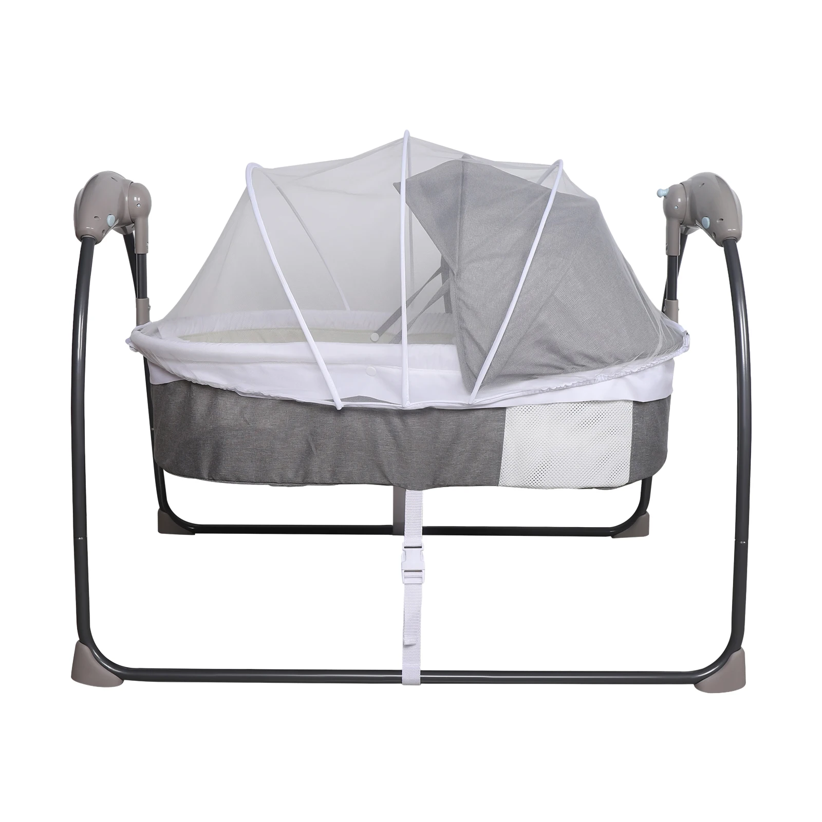 Berço elétrico para bebês, ângulos de balanço de 3 velocidades, bouncer automático para bebês, tecido catiônico adequado para a pele com cronometragem Bluetooth 9KG