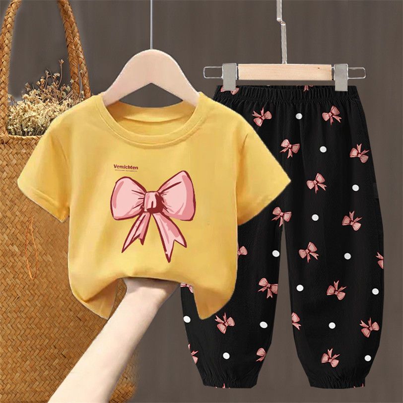 Set estivi Abbigliamento per bambini Ragazze Bambini Vestiti per bambini T-shirt moda carina Top Pantaloni 2 pezzi Vestiti per neonata