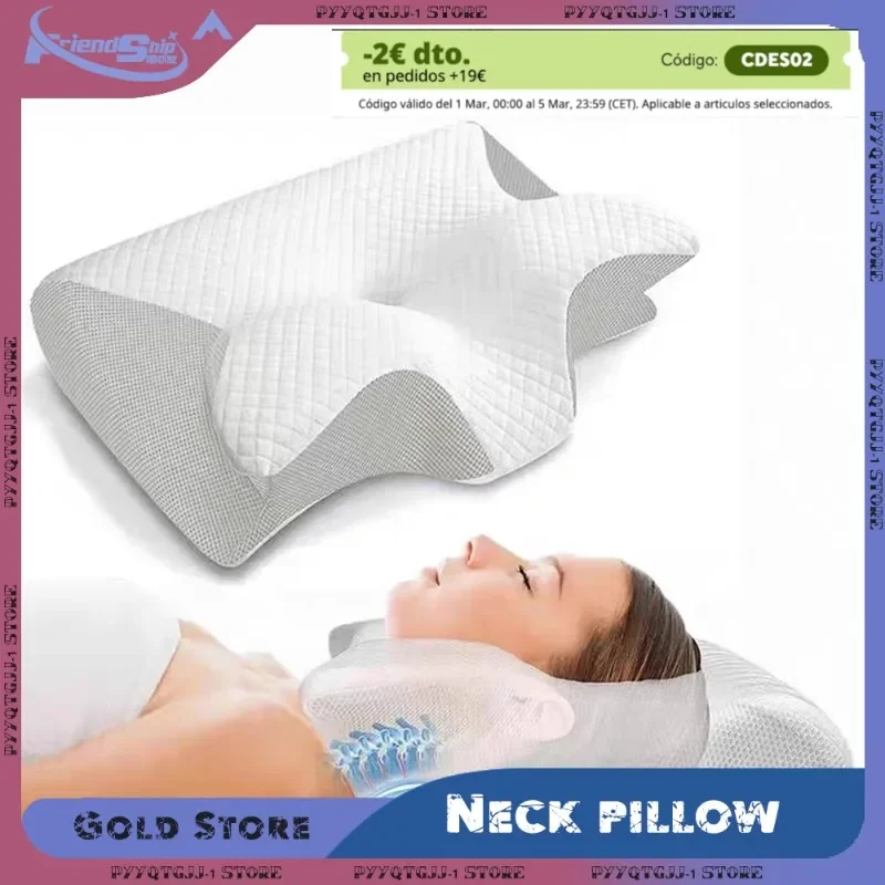 Sleep Memory Pillow หมอนรองคอเมมโมรี่โฟมแบบผีเสื้อ Contoured Sleep สําหรับบรรเทาอาการปวดคอ อุปกรณ์พยุงกระเพาะอาหาร หมอนสบาย