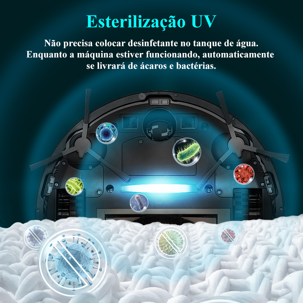 (Código promocional: BR2500)Robô aspirador de pó ABIR X8, navegação a laser lidar, 6500pa sucção, multi-assoalho mapa, Esterilização UV, y forma molhado esfregar, app zonas não-go, Exclusivo Sensor TOF