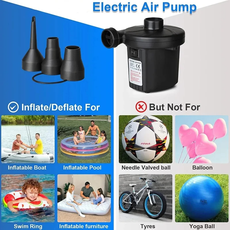Elektrische aufblasbare Pumpe, Mini-Luftkissen, tragbare Campingpumpe, schnelle Füllung, Matratze, Schwimmbad, Luftfüllgebläse, Injektor